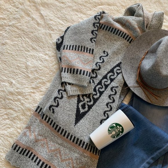 Shop Fig Sweaters - New Boho Tribal Western Cardigan Hooded Sweater